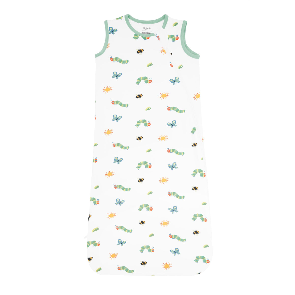 Flat lay photo of Kyte Baby 0.5 TOG Sleep Bag in The Very Hungry Caterpillar™ and Friends