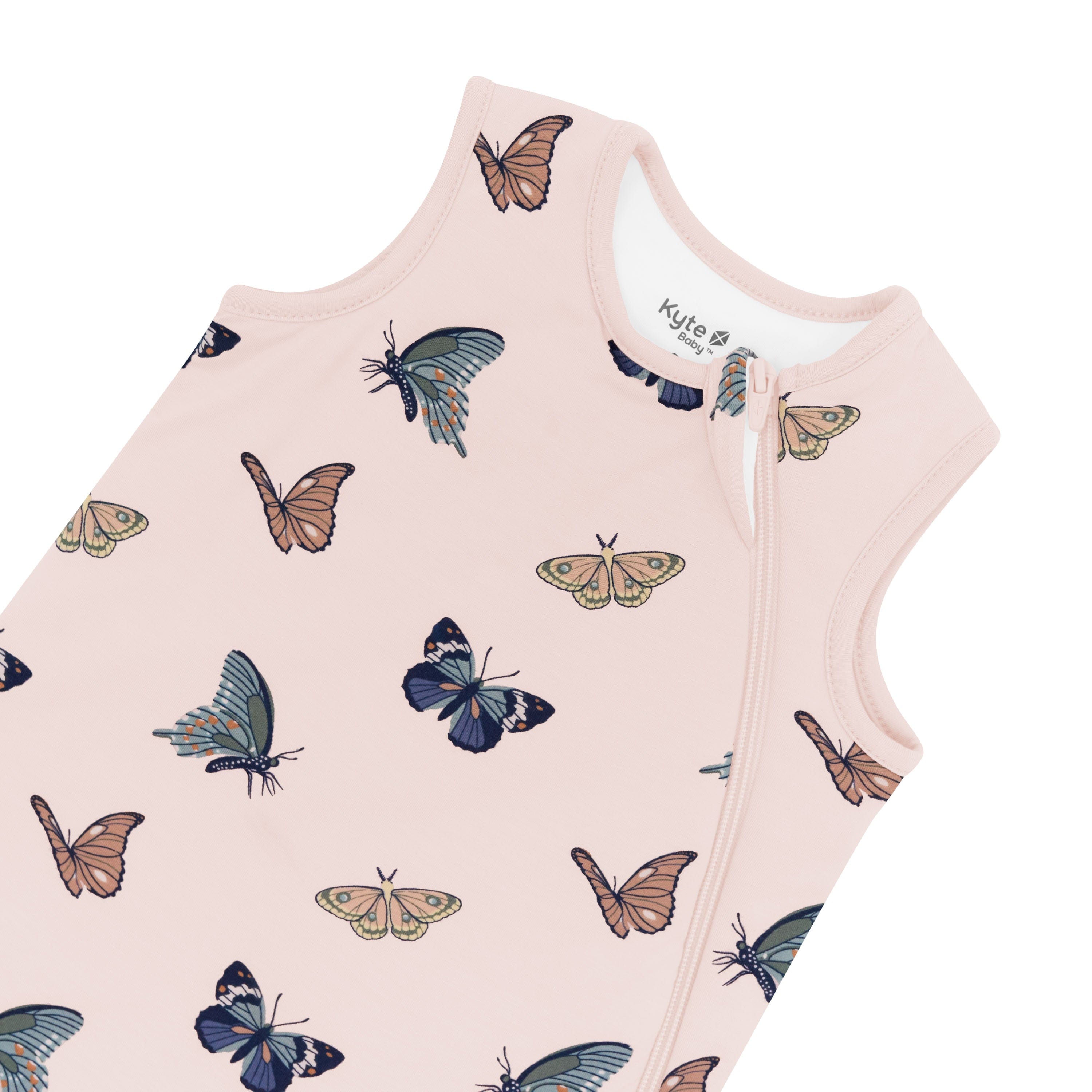 Zipper Garage on 1.0 TOG Sleep Bag in Blush Butterfly