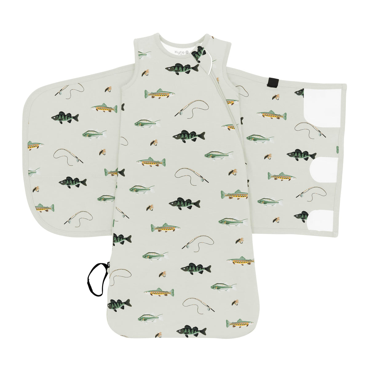 Sleep Bag Swaddler with adjustable velcro in Fishing