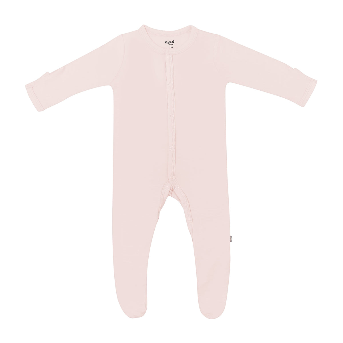 Flat lay of Kyte Baby footie in Blush