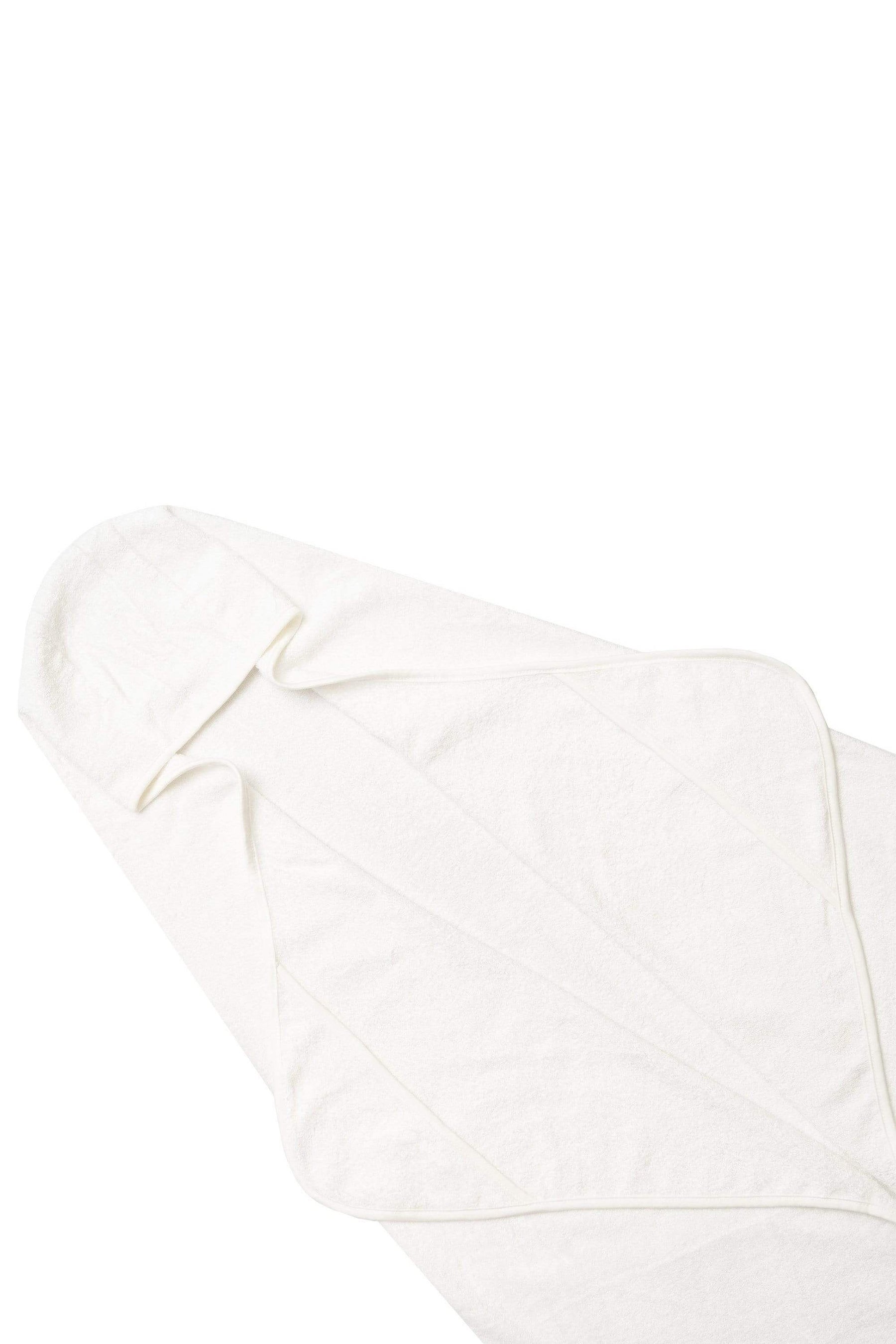 Diagonal shot of Kyte Baby Toddler Hooded bamboo terry Bath Towel in Cloud 