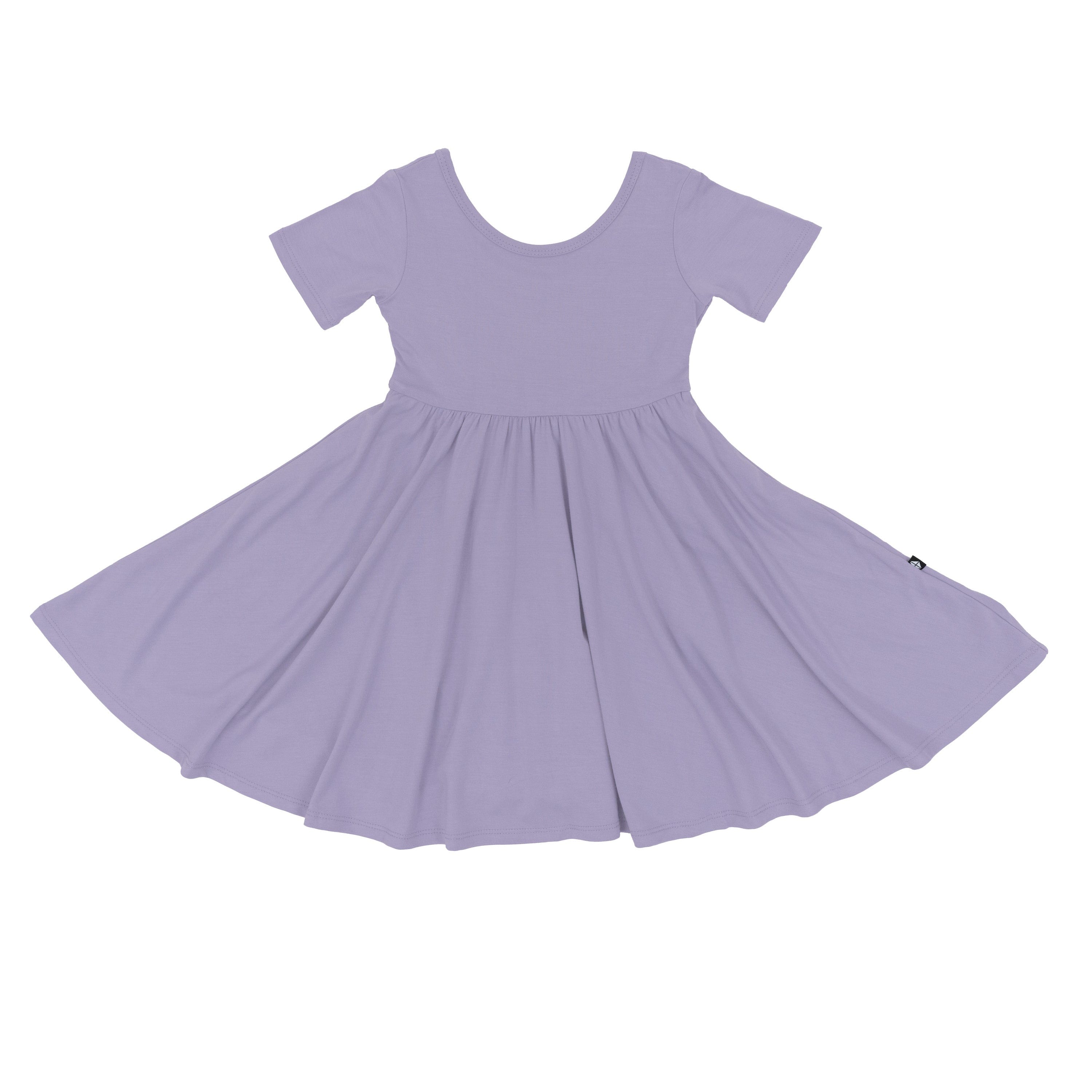 Flat lay of Kyte Baby Toddler Twirl Dress in Taro
