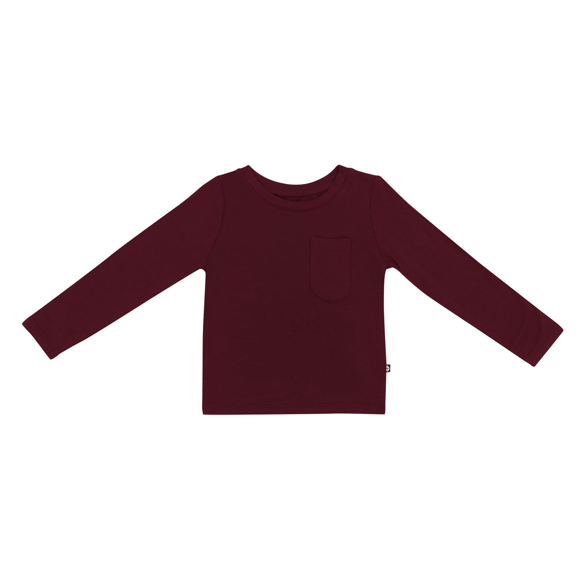 Long Sleeve Toddler Crew Neck Tee in Burgundy on a white background
