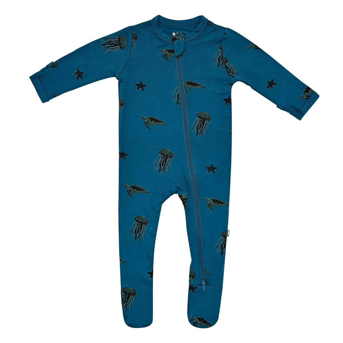 zippered footie in marine