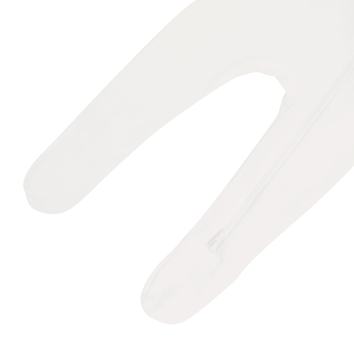 Close up of legs and dual zipper on Kyte Baby Zippered Footie in Cloud