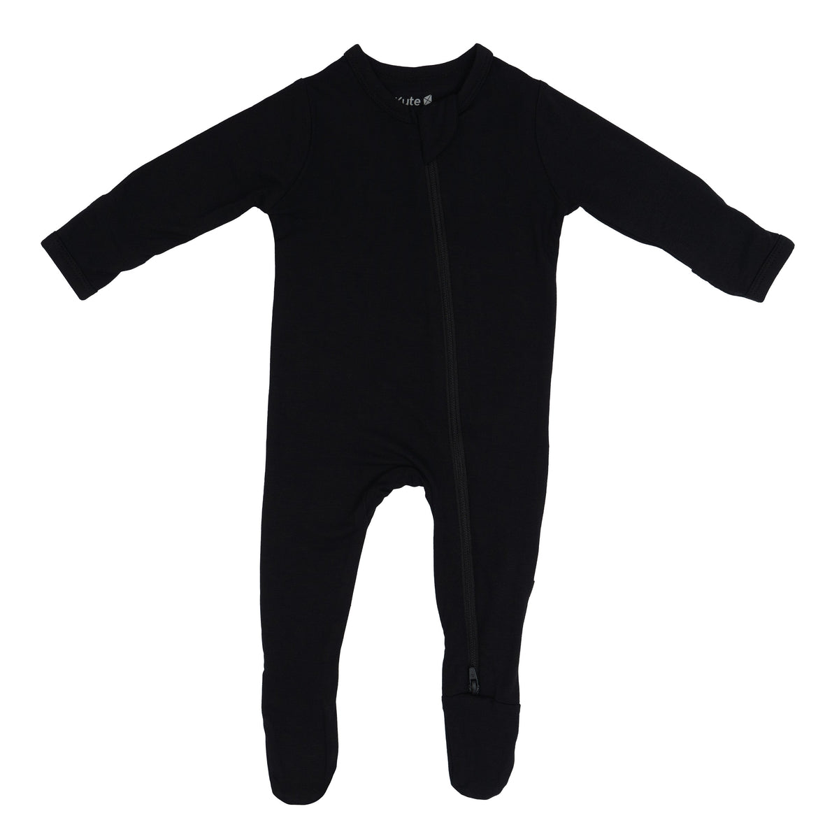 Flat lay of Kyte Baby Zippered Footie in Midnight