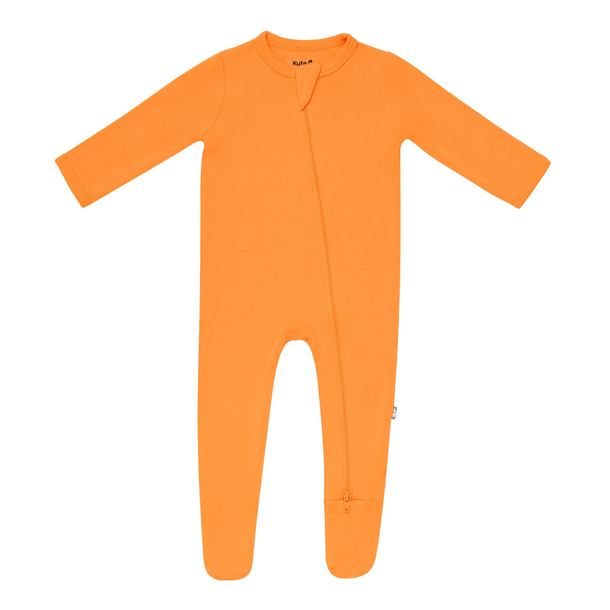 zippered footie in tangerine