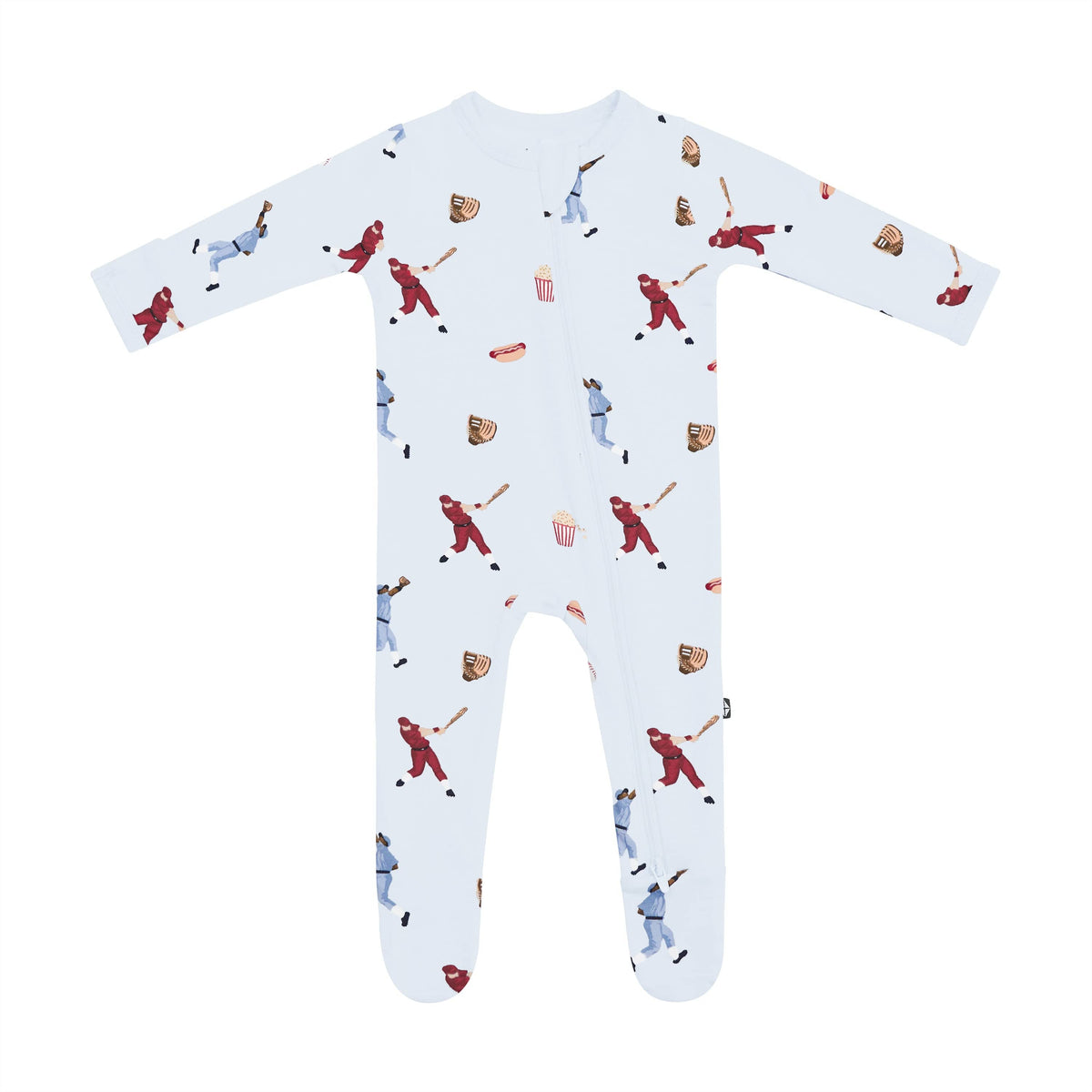 Kyte Baby Zippered Footie in Vintage Baseball