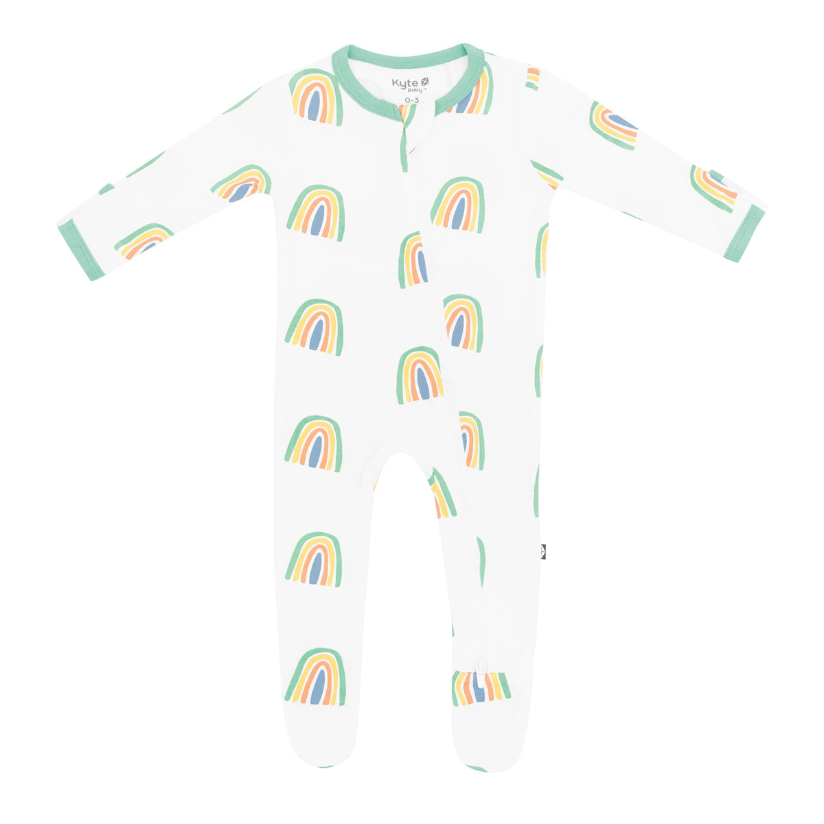 Kyte Baby Zippered Footies Zippered Footie in Wasabi Rainbow