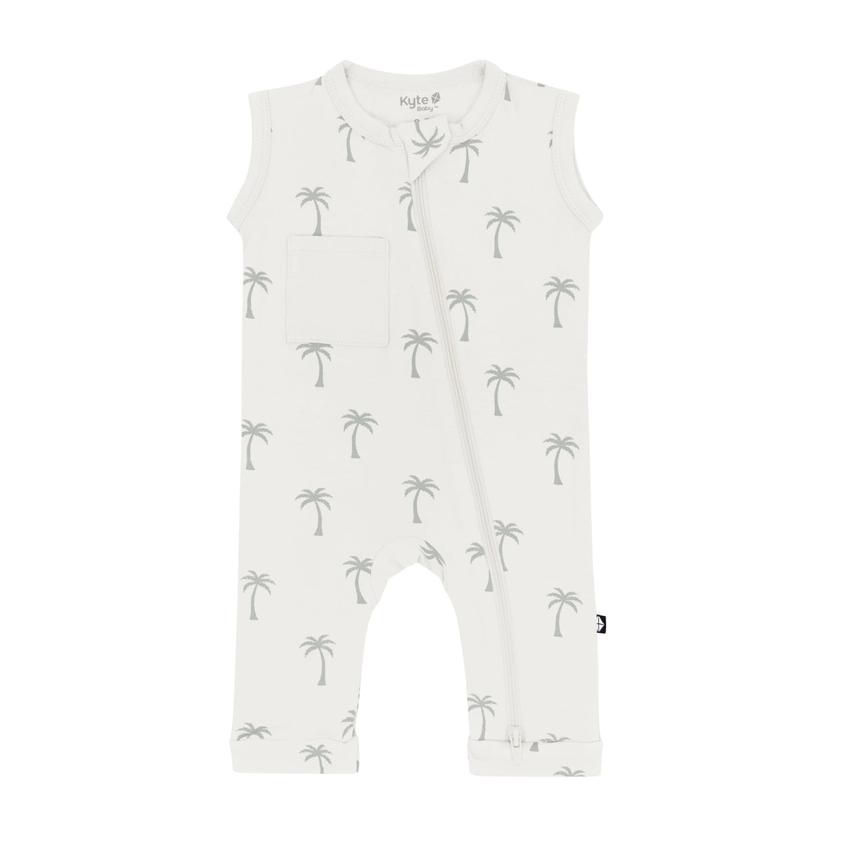 Kyte Baby Zippered Sleeveless Romper Zippered Sleeveless Romper in Palm Tree