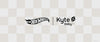 Hot Wheels x Kyte Baby collaboration banner featuring a checkered background and moving cars