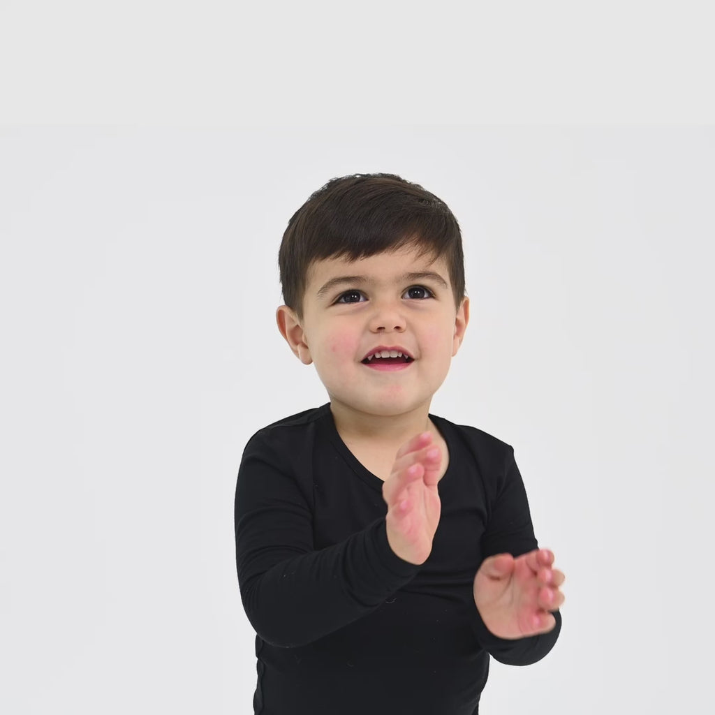 Video of Toddler wearing Long Sleeve PJs in Midnight