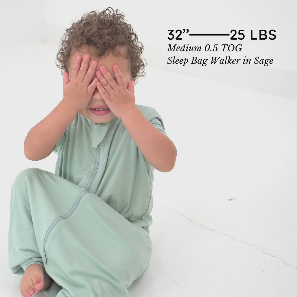 Video of child wearing the Sleep Bag Walker in Sage 0.5