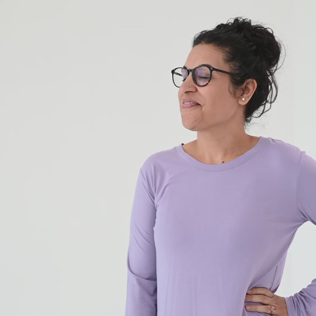 Video of woman wearing Jogger Pajama Set in Taro