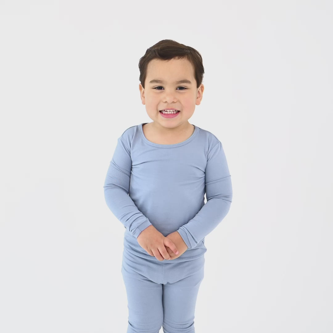 Video of Toddler wearing Long Sleeve Pajamas in Slate