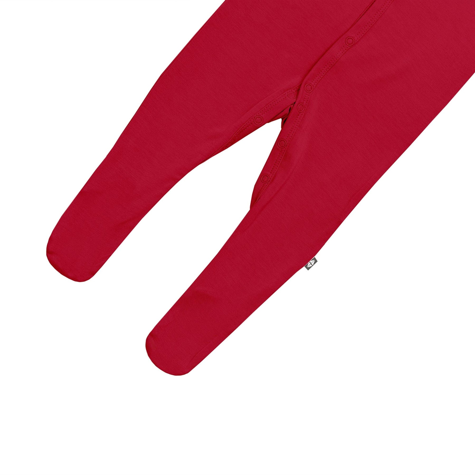 Snap closure on Kyte Baby Footie in Cardinal